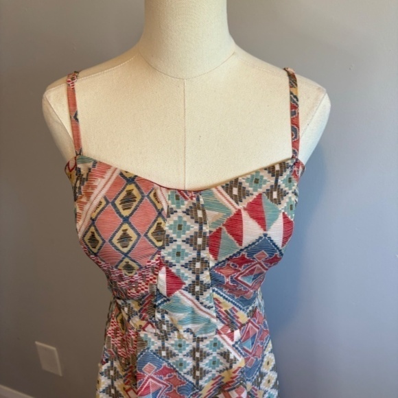 As U Wish, Women's Pink and Red Tribal Print, Fit & Flare Dress, SZ L - Picture 2 of 8